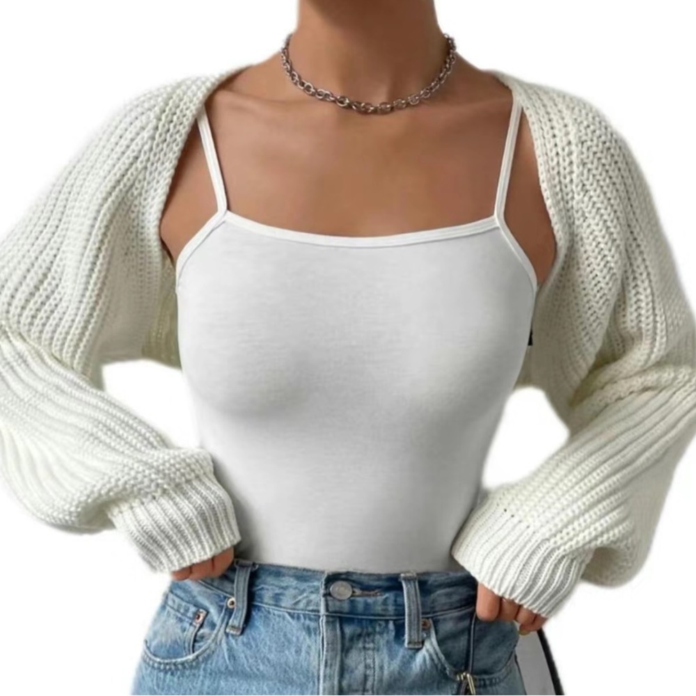 women plain drop shoulder crop cardigan, comfort basic womenswear
